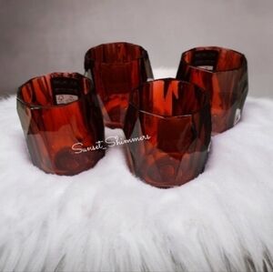 4pc RACHEL ZOE Red ACRYLIC CRYSTAL TUMBLER Drink GLASS SET Christmas Valentines